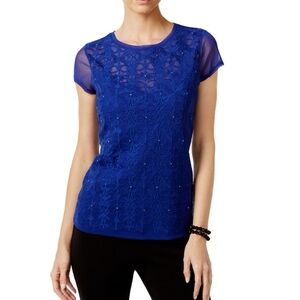 INC international concepts blue sparkle top size small